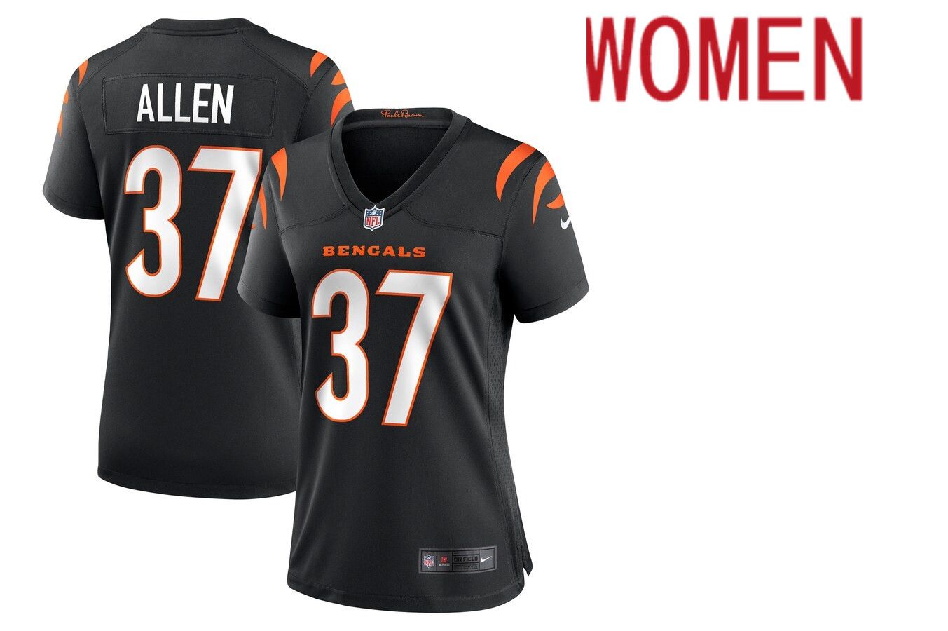 Women Cincinnati Bengals 37 Ricardo Allen Nike Black Game NFL Jersey